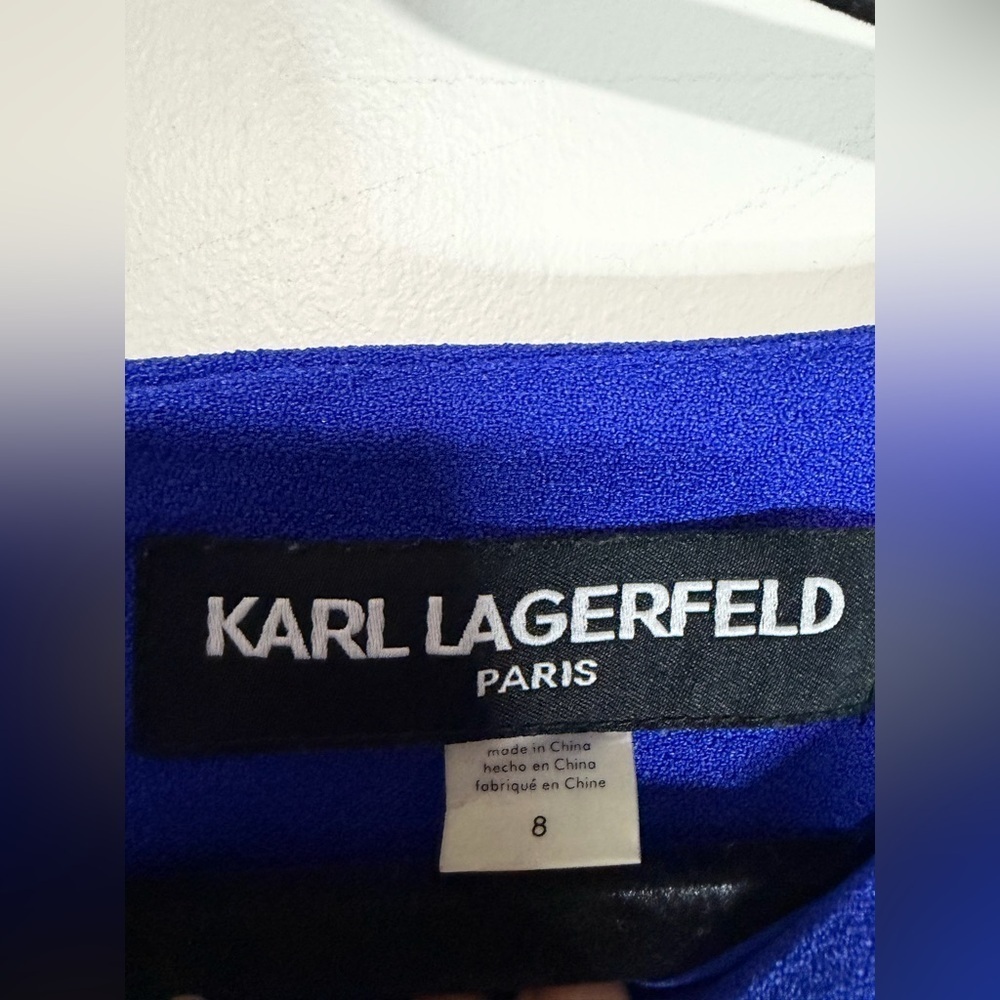 Karl Lagerfeld Royal Blue Ruffle  Sleeve Dress size 8 - Picture 2 of 6